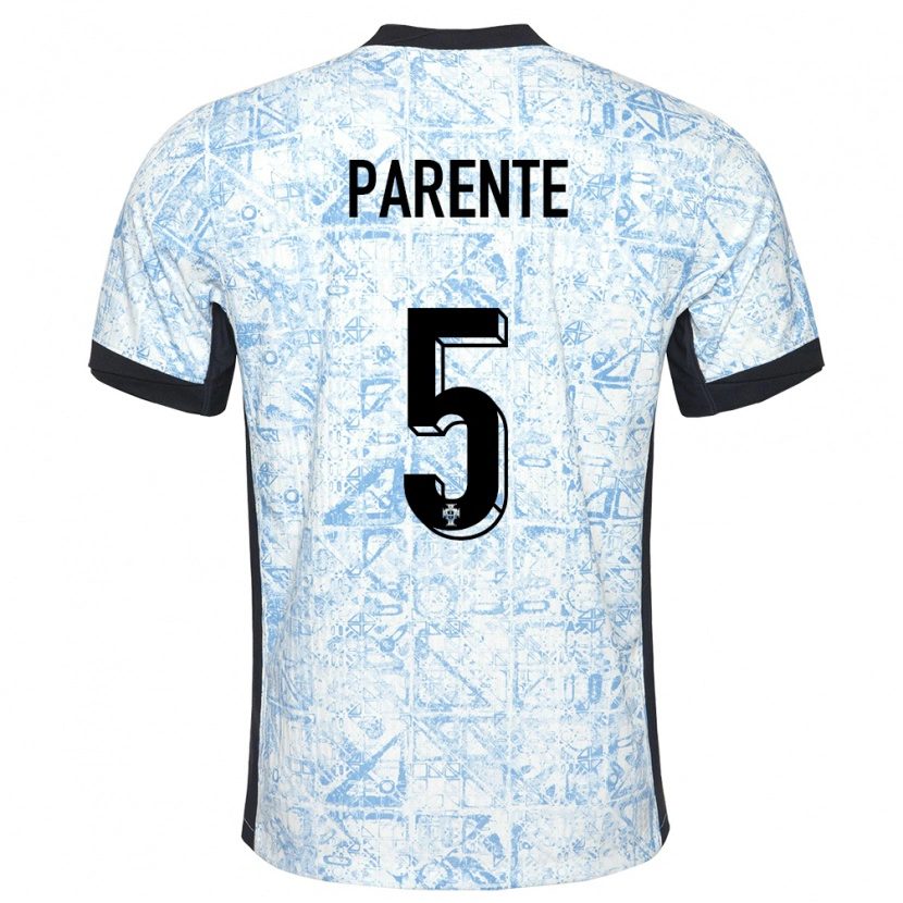 Danxen Kvinnor Portugal Tiago Parente #5 Gräddblå Bortatröja Matchtröjor 24-26 Tröjor T-Tröja