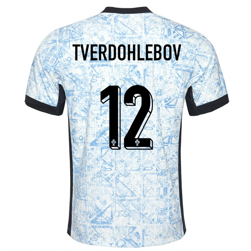 Danxen Kvinnor Portugal Alex Tverdohlebov #12 Gräddblå Bortatröja Matchtröjor 24-26 Tröjor T-Tröja
