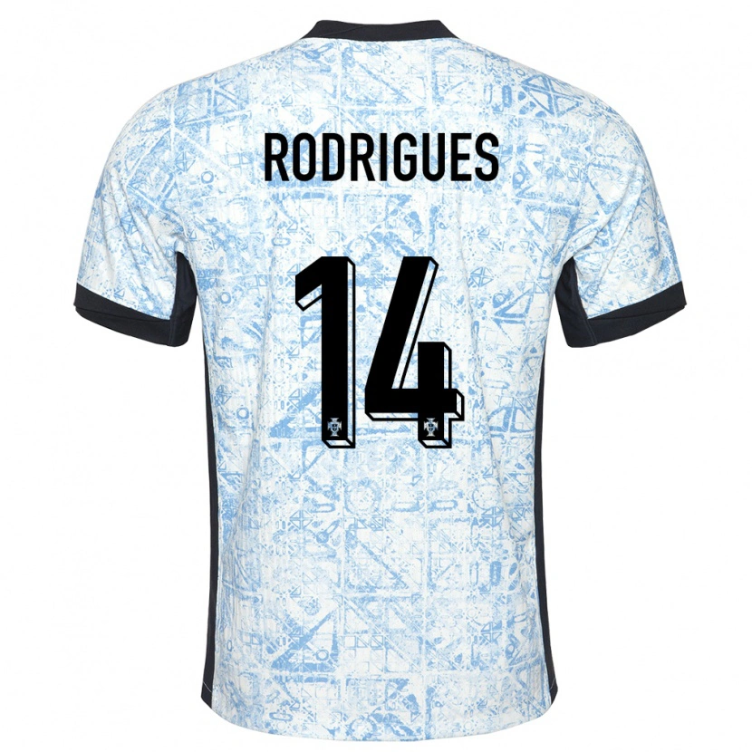Danxen Kvinnor Portugal Diego Rodrigues #14 Gräddblå Bortatröja Matchtröjor 24-26 Tröjor T-Tröja