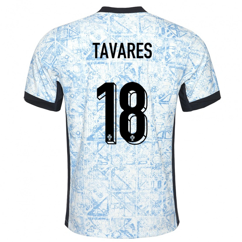 Danxen Kvinnor Portugal Leonardo Tavares #18 Gräddblå Bortatröja Matchtröjor 24-26 Tröjor T-Tröja