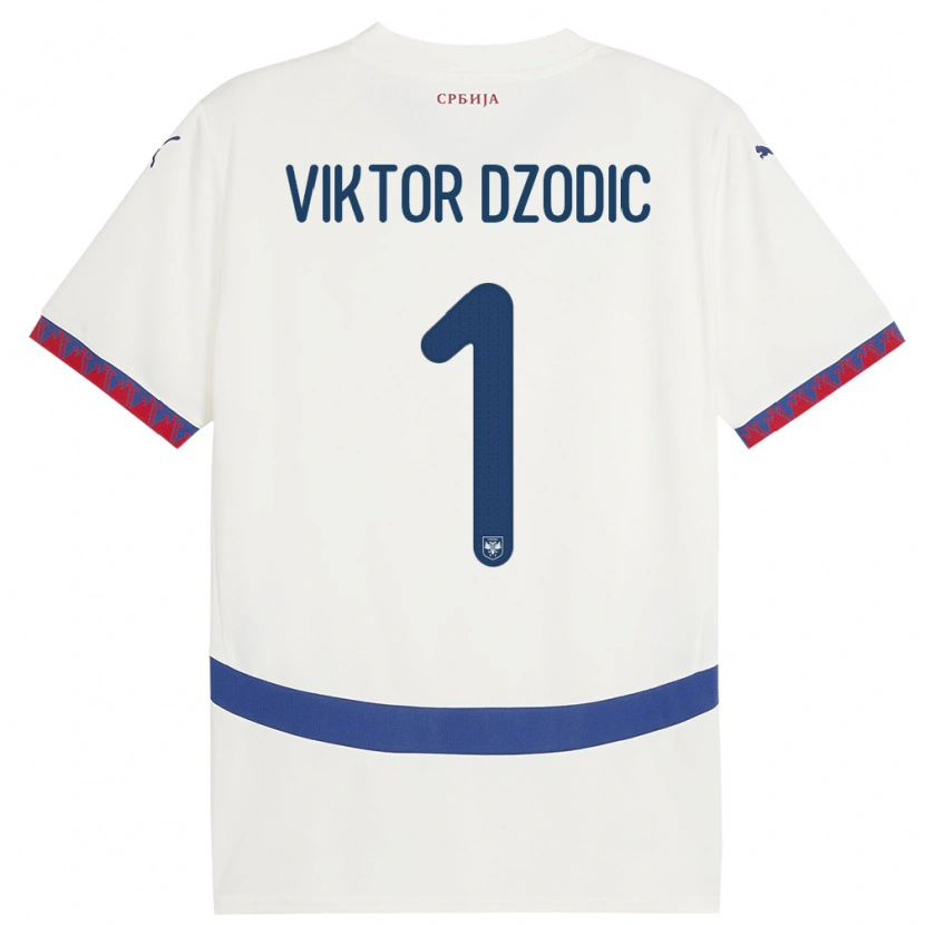 Danxen Kvinnor Serbien Viktor Dzodic #1 Vit Bortatröja Matchtröjor 24-26 Tröjor T-Tröja