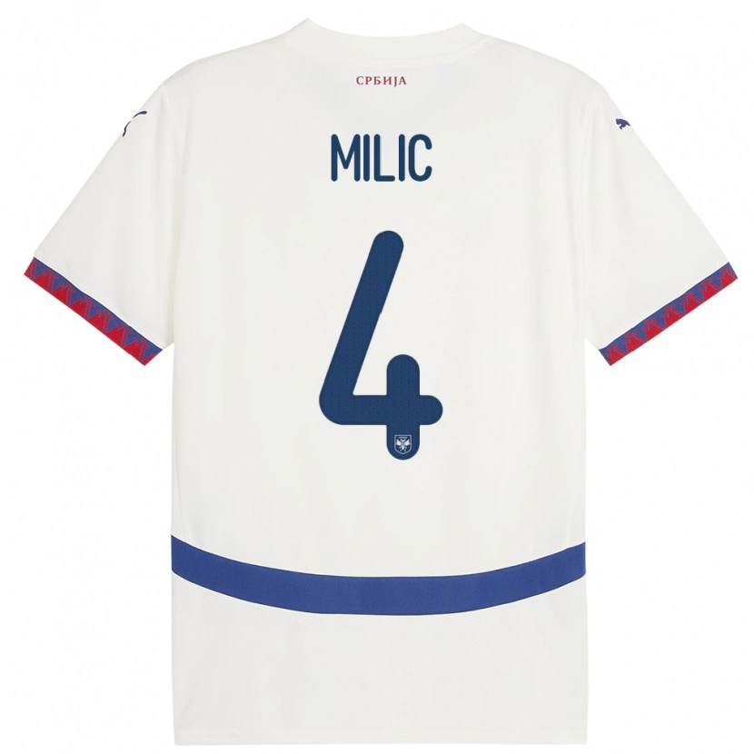 Danxen Kvinnor Serbien Lazar Milic #4 Vit Bortatröja Matchtröjor 24-26 Tröjor T-Tröja