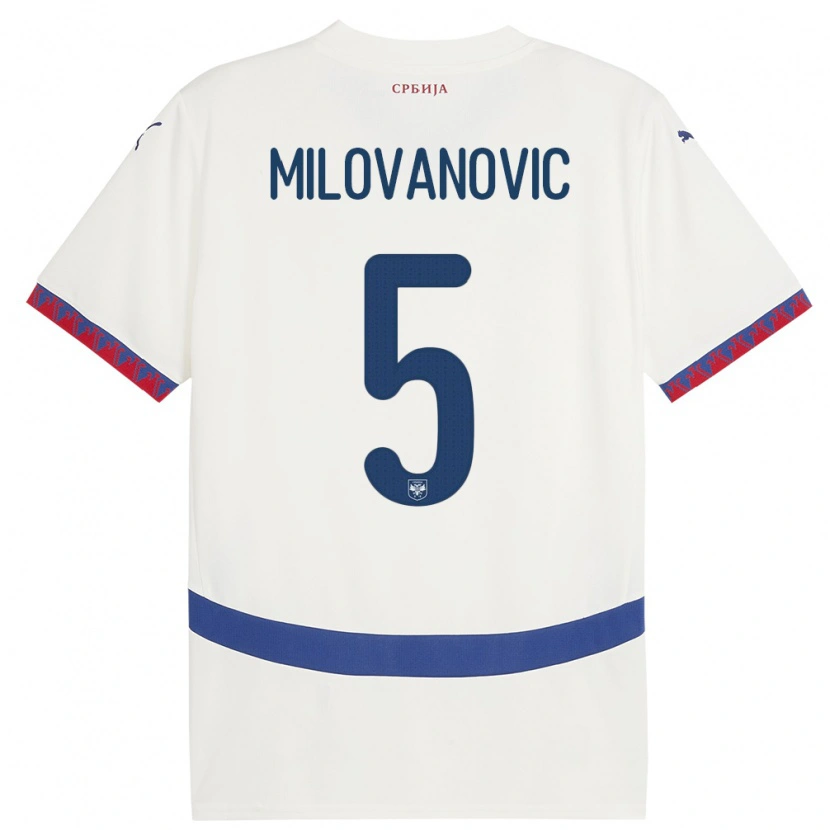 Danxen Kvinnor Serbien Mateja Milovanovic #5 Vit Bortatröja Matchtröjor 24-26 Tröjor T-Tröja