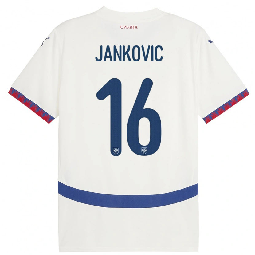 Danxen Kvinnor Serbien Dimitrije Jankovic #16 Vit Bortatröja Matchtröjor 24-26 Tröjor T-Tröja