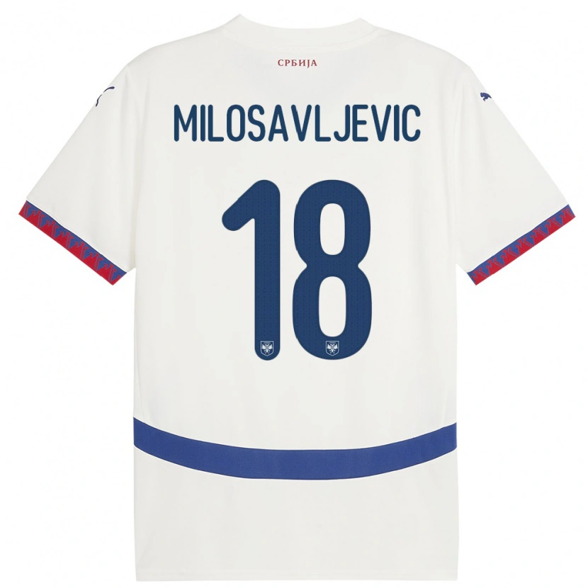 Danxen Kvinnor Serbien Jovan Milosavljevic #18 Vit Bortatröja Matchtröjor 24-26 Tröjor T-Tröja