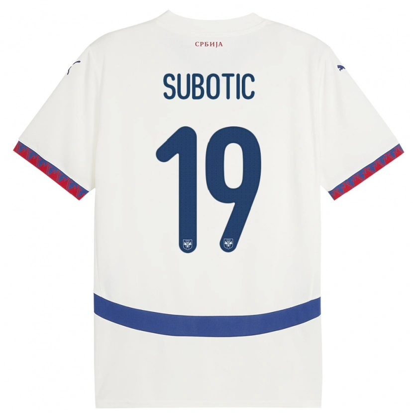Danxen Kvinnor Serbien Vasilije Subotic #19 Vit Bortatröja Matchtröjor 24-26 Tröjor T-Tröja