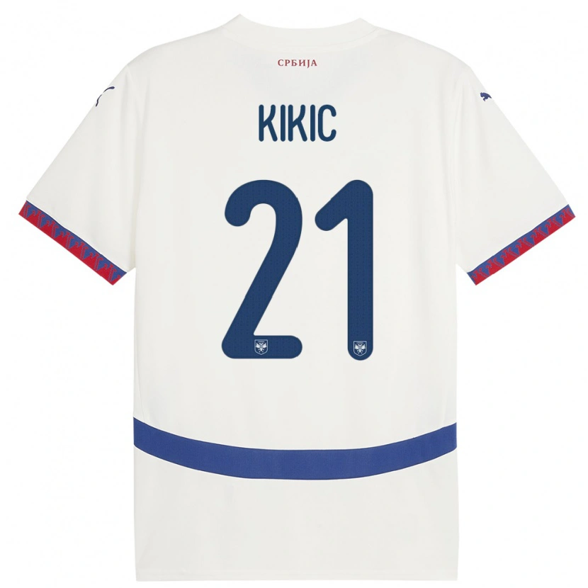Danxen Kvinnor Serbien Uros Kikic #21 Vit Bortatröja Matchtröjor 24-26 Tröjor T-Tröja