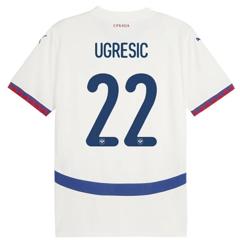 Danxen Kvinnor Serbien Ognjen Ugresic #22 Vit Bortatröja Matchtröjor 24-26 Tröjor T-Tröja