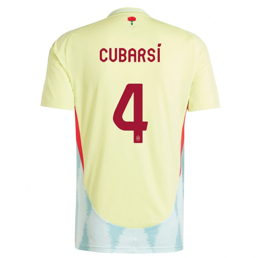 Danxen Kvinnor Spanien Pau Cubarsí #4 Gul Bortatröja Matchtröjor 24-26 Tröjor T-Tröja