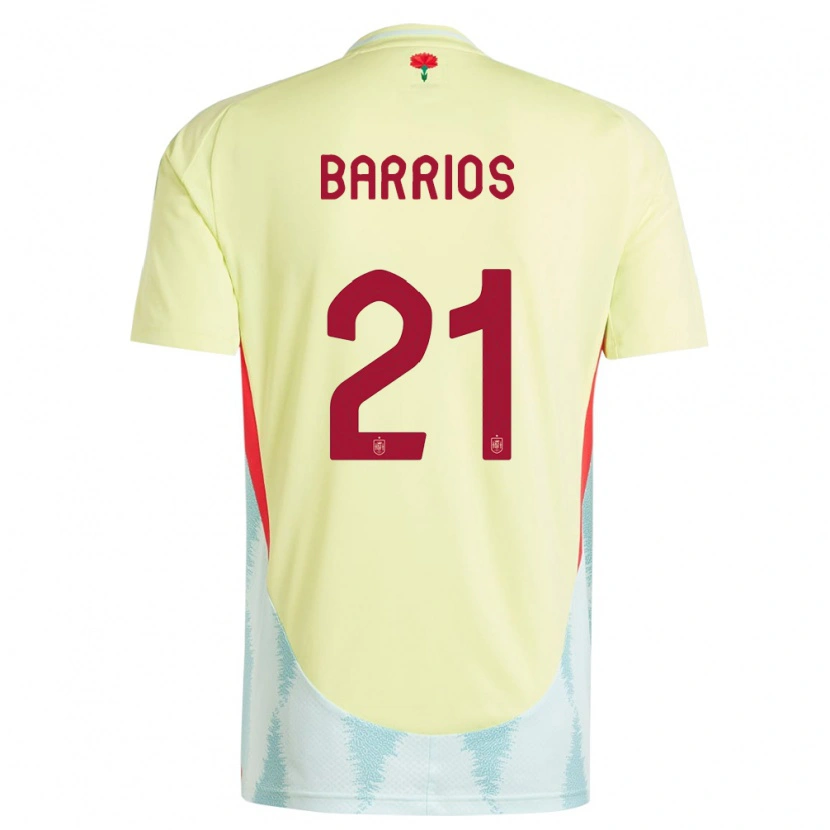 Danxen Kvinnor Spanien Pablo Barrios #21 Gul Bortatröja Matchtröjor 24-26 Tröjor T-Tröja
