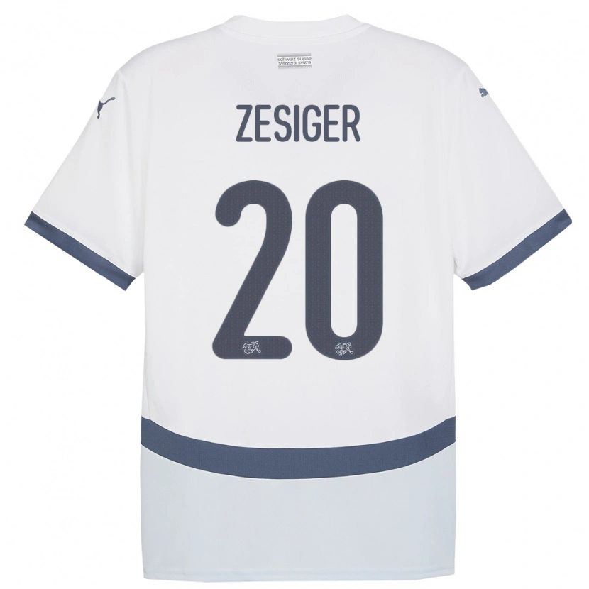Danxen Kvinnor Schweiz Cédric Zesiger #20 Vit Bortatröja Matchtröjor 24-26 Tröjor T-Tröja