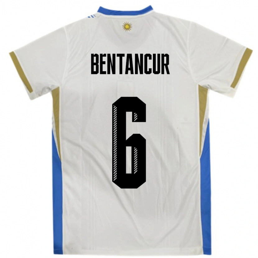 Danxen Kvinnor Uruguay Rodrigo Bentancur #6 Vit Blå Bortatröja Matchtröjor 24-26 Tröjor T-Tröja