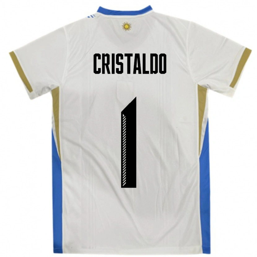 Danxen Kvinnor Uruguay Fabian Cristaldo #1 Vit Blå Bortatröja Matchtröjor 24-26 Tröjor T-Tröja