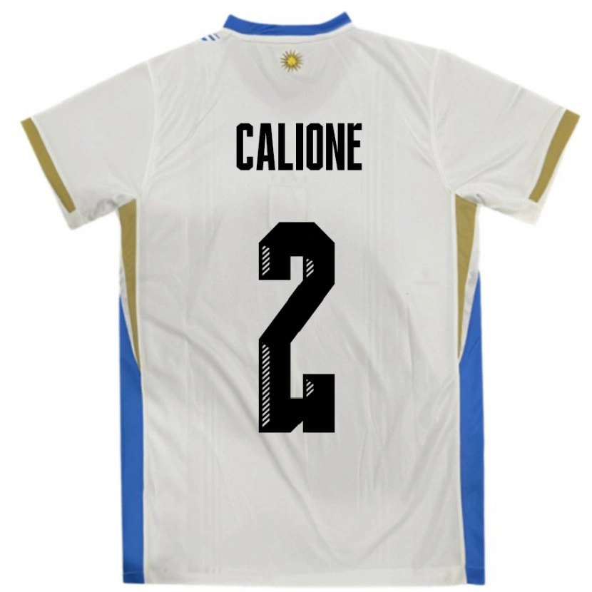 Danxen Kvinnor Uruguay Paolo Calione #2 Vit Blå Bortatröja Matchtröjor 24-26 Tröjor T-Tröja