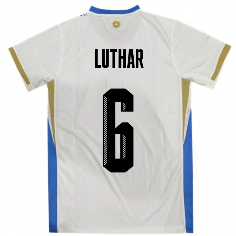 Danxen Kvinnor Uruguay Thiago Luthar #6 Vit Blå Bortatröja Matchtröjor 24-26 Tröjor T-Tröja