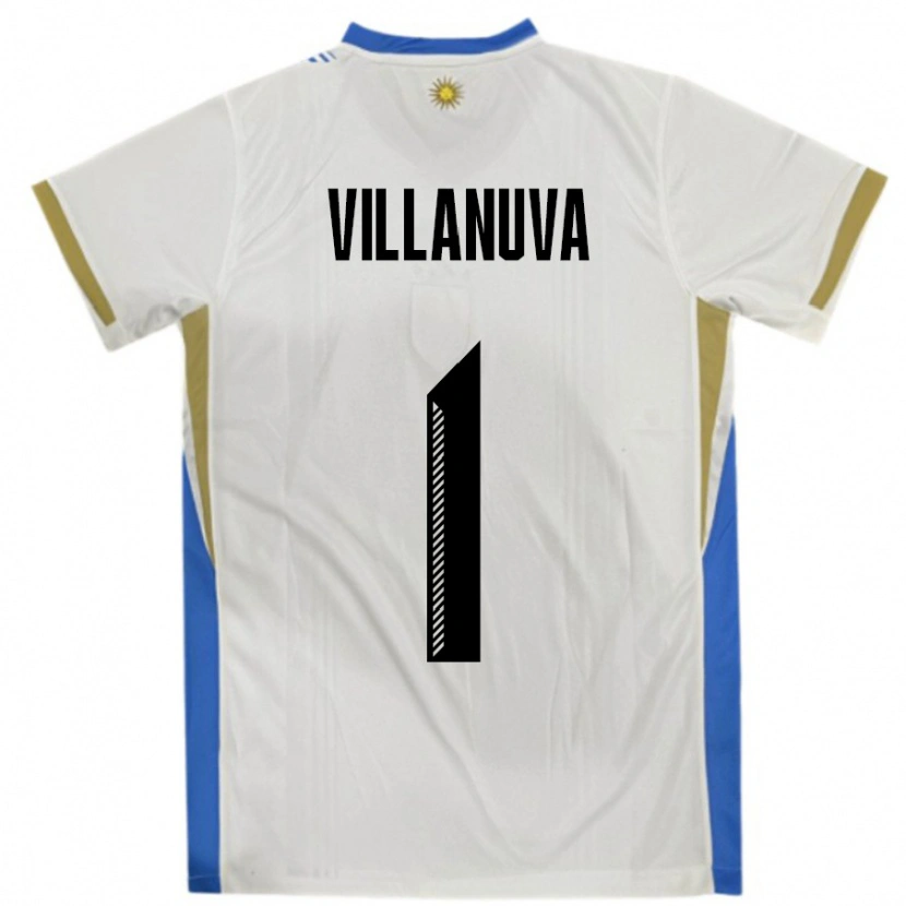 Danxen Kvinnor Uruguay Josefina Villanuva #1 Vit Blå Bortatröja Matchtröjor 24-26 Tröjor T-Tröja