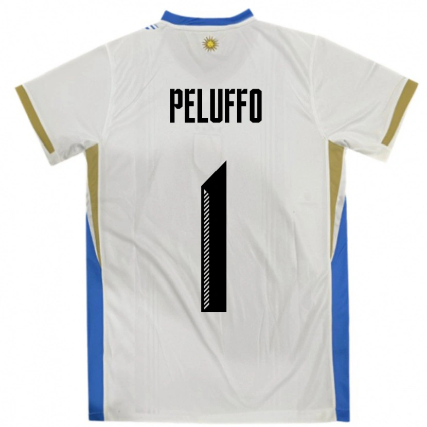 Danxen Kvinnor Uruguay Daniel Peluffo #1 Vit Blå Bortatröja Matchtröjor 24-26 Tröjor T-Tröja