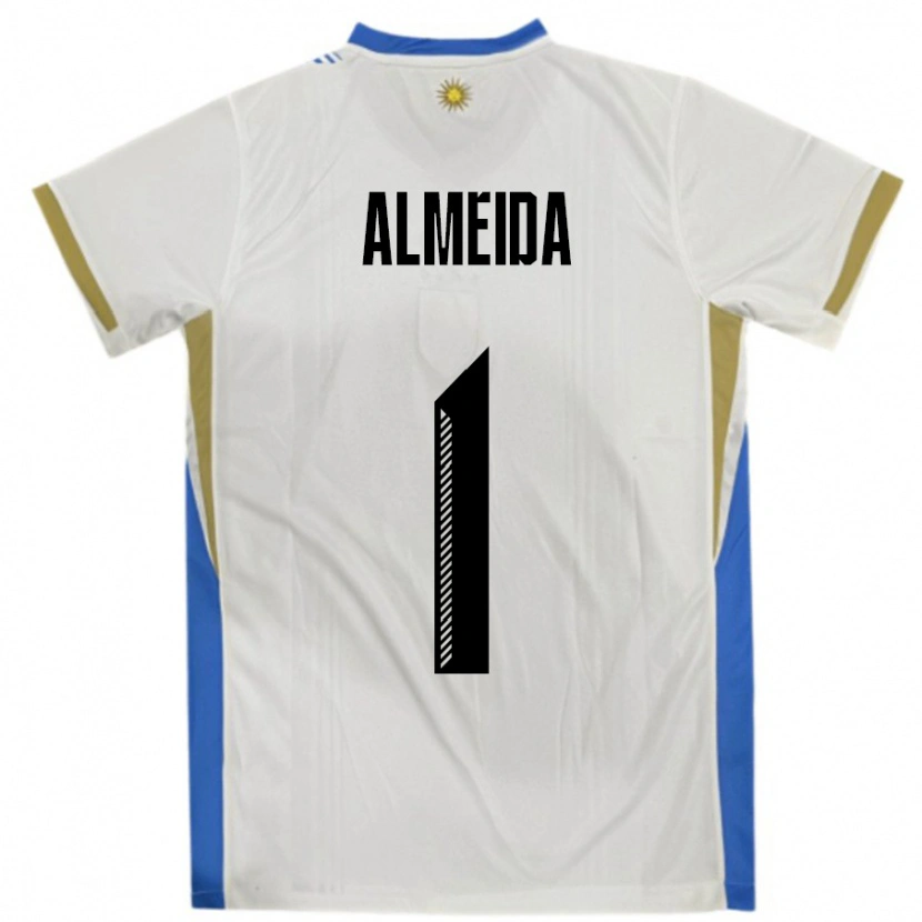 Danxen Kvinnor Uruguay Martin Almeida #1 Vit Blå Bortatröja Matchtröjor 24-26 Tröjor T-Tröja