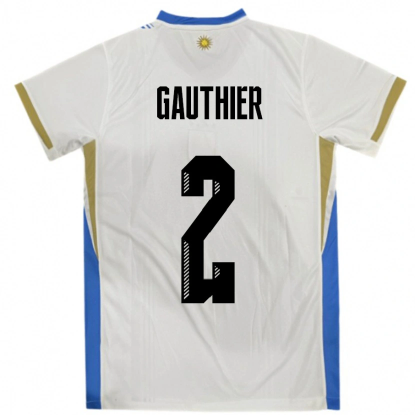 Danxen Kvinnor Uruguay Valentin Gauthier #2 Vit Blå Bortatröja Matchtröjor 24-26 Tröjor T-Tröja