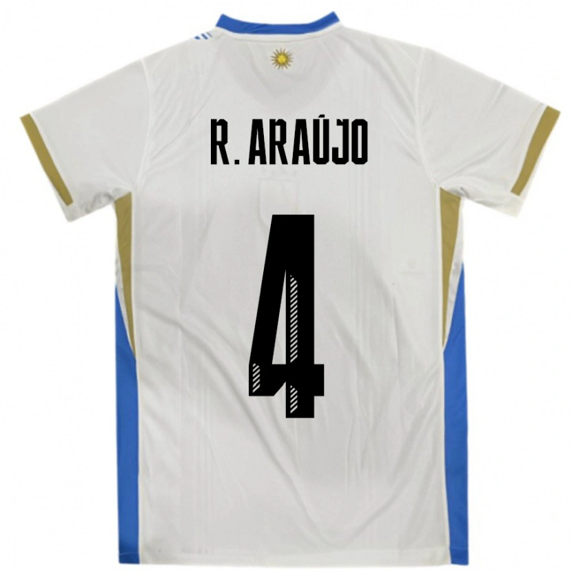 Danxen Kvinnor Uruguay Ronald Araujo #4 Vit Blå Bortatröja Matchtröjor 24-26 Tröjor T-Tröja