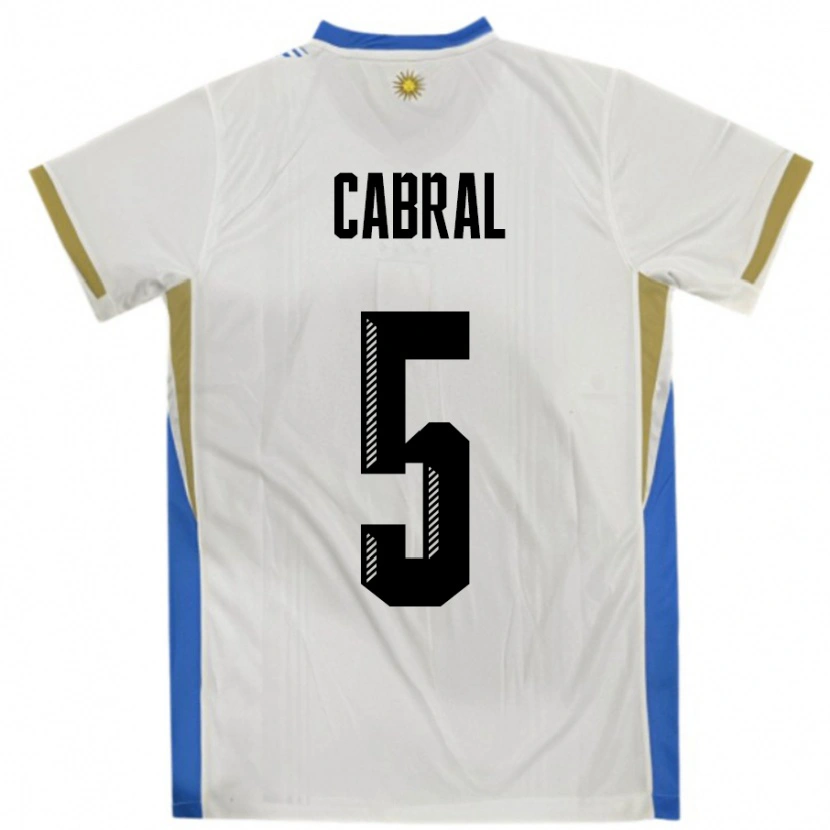 Danxen Kvinnor Uruguay Maximo Cabral #5 Vit Blå Bortatröja Matchtröjor 24-26 Tröjor T-Tröja