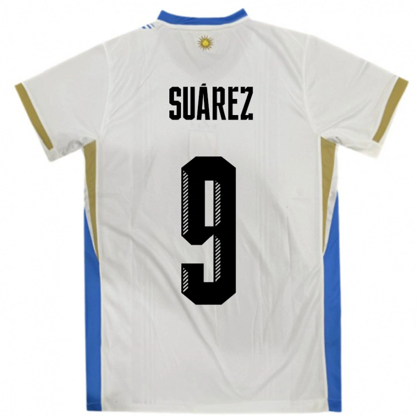 Danxen Kvinnor Uruguay Luis Suarez #9 Vit Blå Bortatröja Matchtröjor 24-26 Tröjor T-Tröja