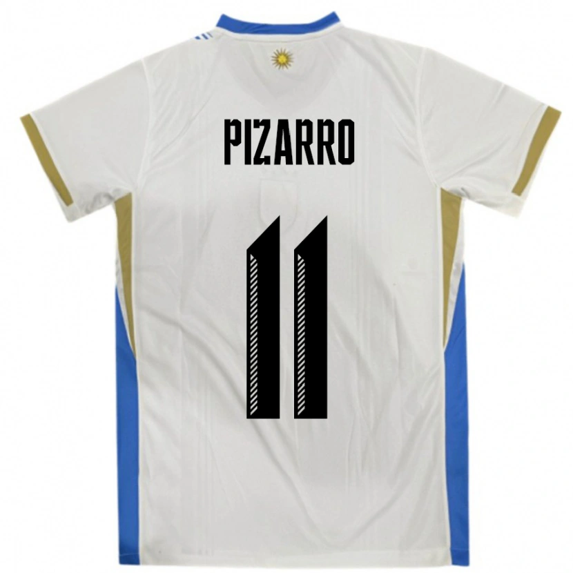 Danxen Kvinnor Uruguay Esperanza Pizarro #11 Vit Blå Bortatröja Matchtröjor 24-26 Tröjor T-Tröja