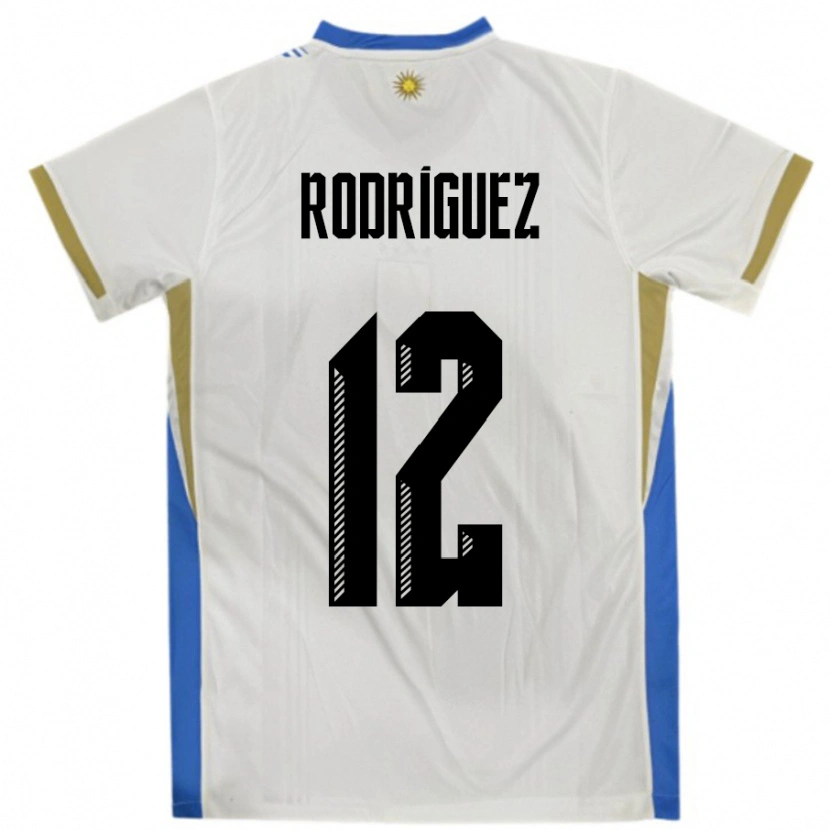 Danxen Kvinnor Uruguay Randall Rodriguez #12 Vit Blå Bortatröja Matchtröjor 24-26 Tröjor T-Tröja