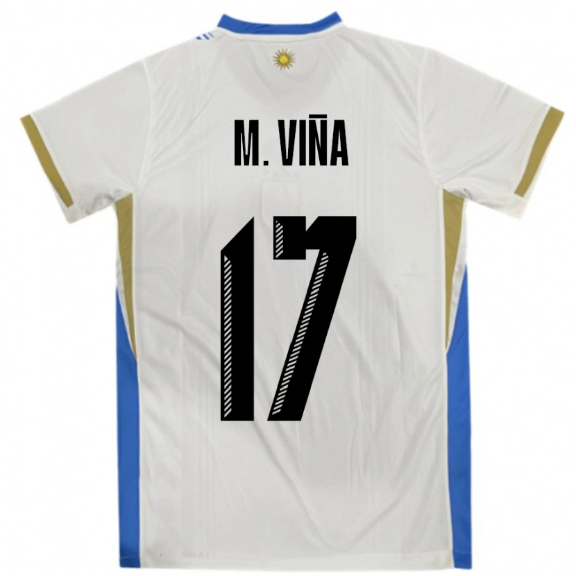 Danxen Kvinnor Uruguay Matias Vina #17 Vit Blå Bortatröja Matchtröjor 24-26 Tröjor T-Tröja