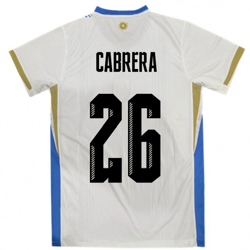 Danxen Kvinnor Uruguay Leandro Cabrera #26 Vit Blå Bortatröja Matchtröjor 24-26 Tröjor T-Tröja
