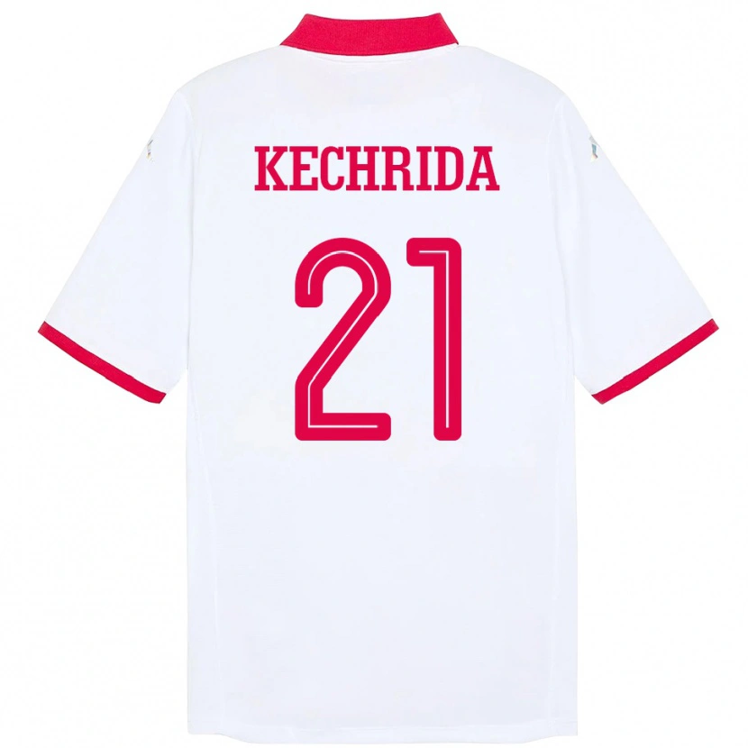 Danxen Kvinnor Tunisien Wajdi Kechrida #21 Vit Bortatröja Matchtröjor 24-26 Tröjor T-Tröja