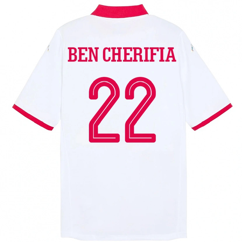 Danxen Kvinnor Tunisien Moez Ben Cherifia #22 Vit Bortatröja Matchtröjor 24-26 Tröjor T-Tröja
