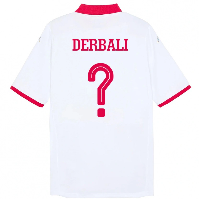 Danxen Kvinnor Tunisien Alaeddine Derbali #0 Vit Bortatröja Matchtröjor 24-26 Tröjor T-Tröja