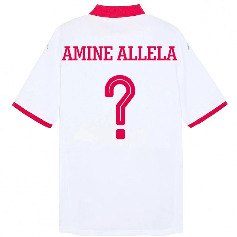 Danxen Kvinnor Tunisien Mohamed Amine Allela #0 Vit Bortatröja Matchtröjor 24-26 Tröjor T-Tröja