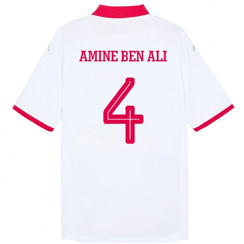 Danxen Kvinnor Tunisien Mohamed Amine Ben Ali #4 Vit Bortatröja Matchtröjor 24-26 Tröjor T-Tröja