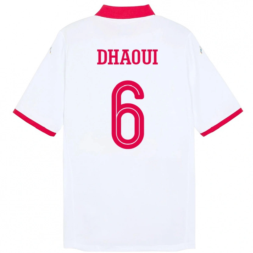 Danxen Kvinnor Tunisien Elyes Dhaoui #6 Vit Bortatröja Matchtröjor 24-26 Tröjor T-Tröja