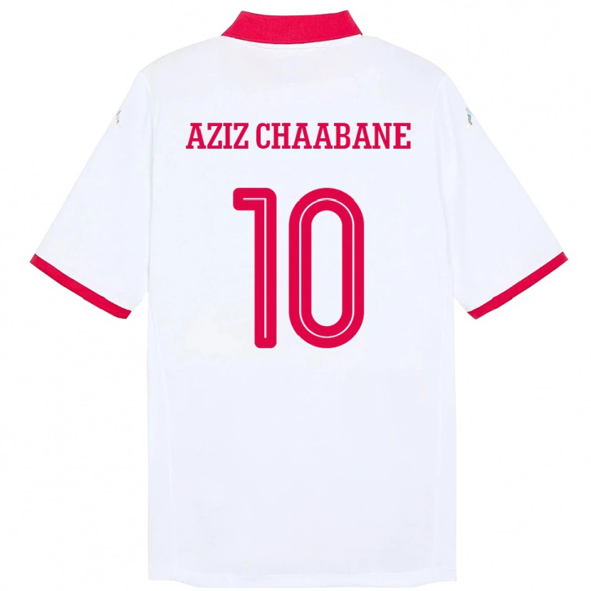 Danxen Kvinnor Tunisien Mohamed Aziz Chaabane #10 Vit Bortatröja Matchtröjor 24-26 Tröjor T-Tröja