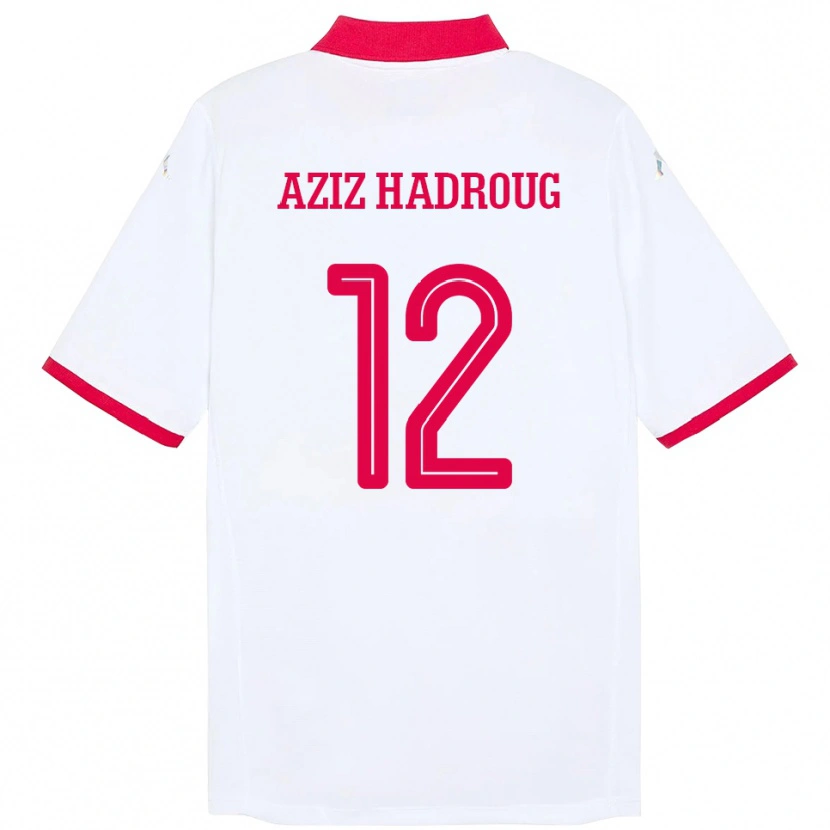 Danxen Kvinnor Tunisien Mohamed Aziz Hadroug #12 Vit Bortatröja Matchtröjor 24-26 Tröjor T-Tröja