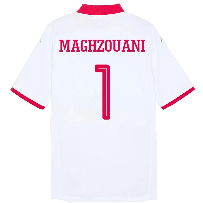Danxen Kvinnor Tunisien Wassim Maghzouani #1 Vit Bortatröja Matchtröjor 24-26 Tröjor T-Tröja