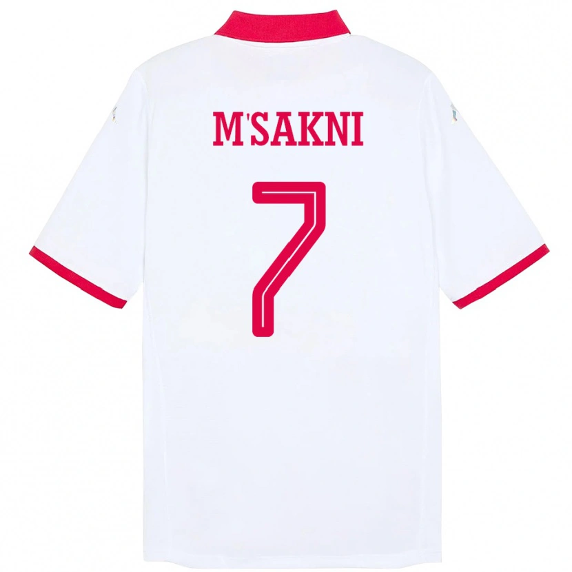 Danxen Kvinnor Tunisien Youssef M Sakni #7 Vit Bortatröja Matchtröjor 24-26 Tröjor T-Tröja