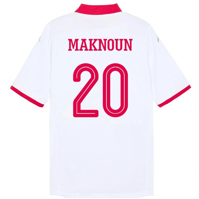 Danxen Kvinnor Tunisien Leila Maknoun #20 Vit Bortatröja Matchtröjor 24-26 Tröjor T-Tröja