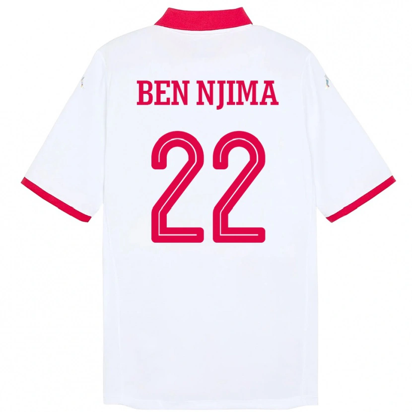 Danxen Kvinnor Tunisien Firas Ben Njima #22 Vit Bortatröja Matchtröjor 24-26 Tröjor T-Tröja