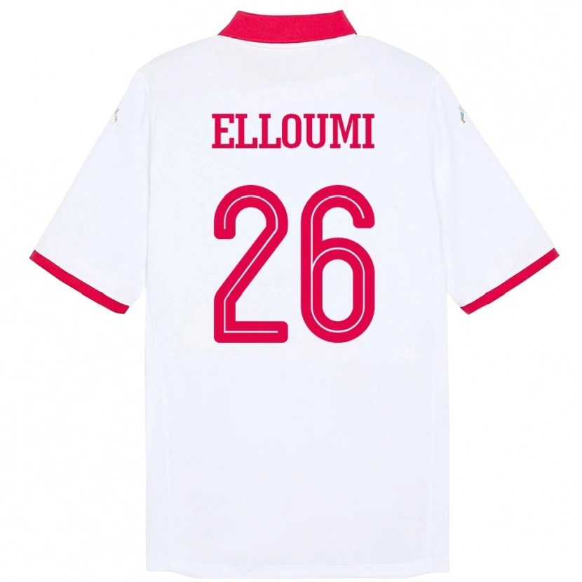 Danxen Kvinnor Tunisien Khalil Elloumi #26 Vit Bortatröja Matchtröjor 24-26 Tröjor T-Tröja