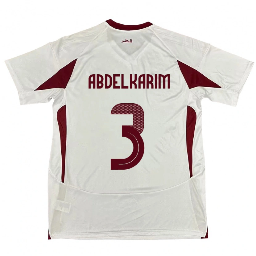 Danxen Kvinnor Qatar Abdelkarim Hassan #3 Vit Bortatröja Matchtröjor 24-26 Tröjor T-Tröja