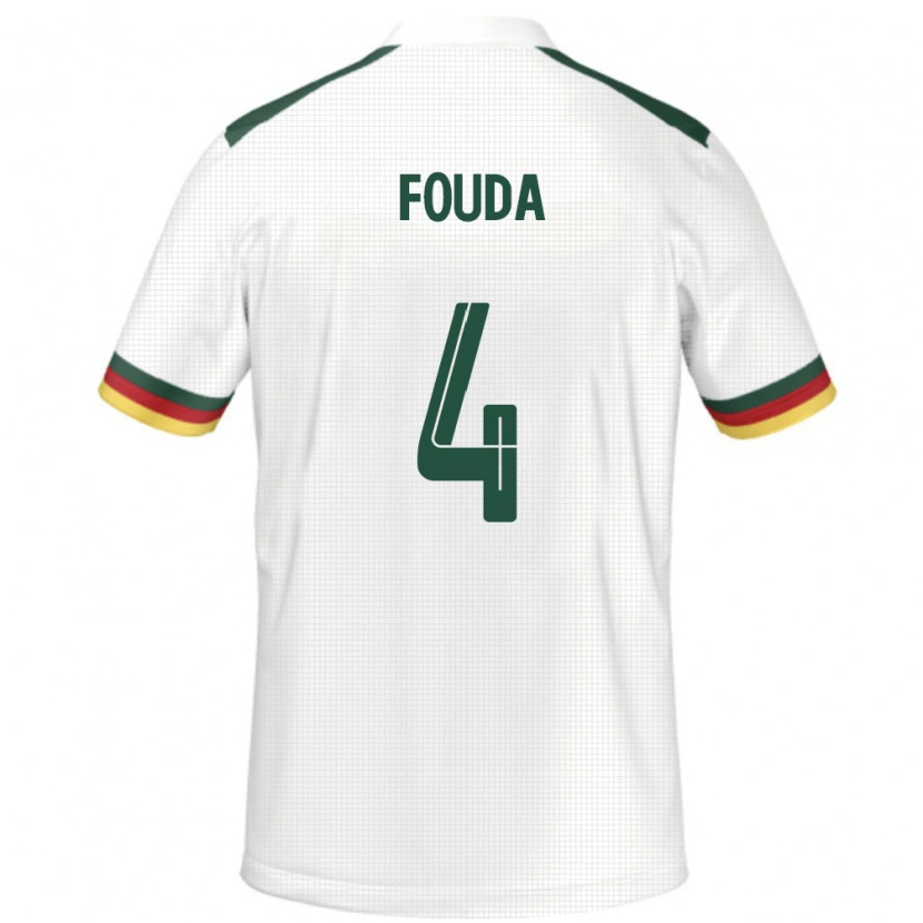 Danxen Kvinnor Kamerun Junior Fouda #4 Vit Bortatröja Matchtröjor 24-26 Tröjor T-Tröja