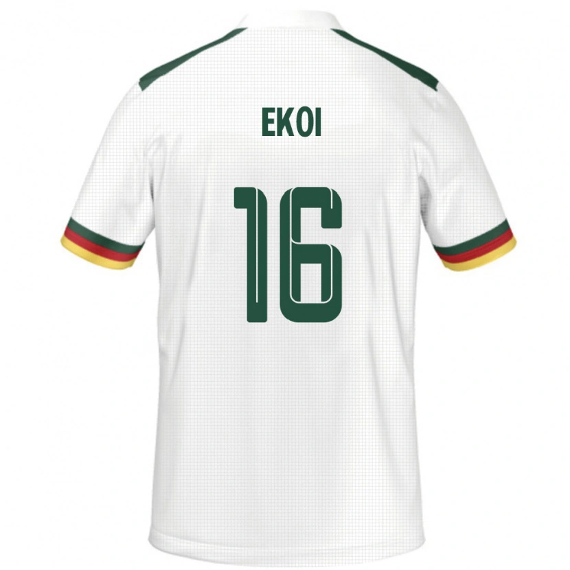 Danxen Kvinnor Kamerun Manfred Ekoi #16 Vit Bortatröja Matchtröjor 24-26 Tröjor T-Tröja