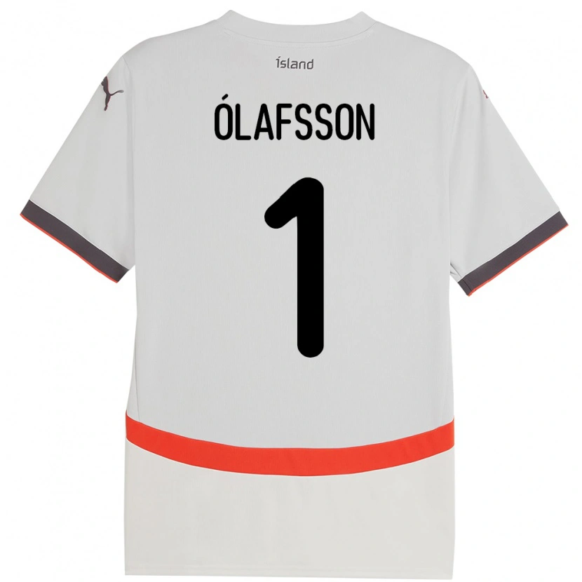 Danxen Kvinnor Island Elías Ólafsson #1 Vit Bortatröja Matchtröjor 24-26 Tröjor T-Tröja
