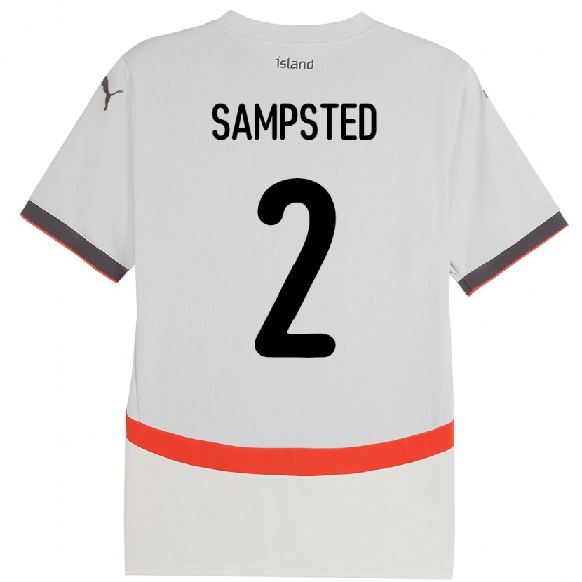 Danxen Kvinnor Island Alfons Sampsted #2 Vit Bortatröja Matchtröjor 24-26 Tröjor T-Tröja