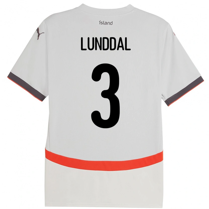 Danxen Kvinnor Island Valgeir Lunddal #3 Vit Bortatröja Matchtröjor 24-26 Tröjor T-Tröja