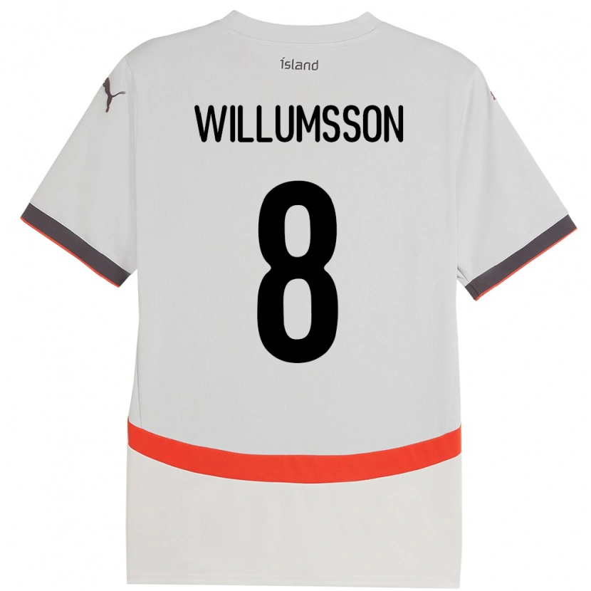 Danxen Kvinnor Island Brynjólfur Andersen Willumsson #8 Vit Bortatröja Matchtröjor 24-26 Tröjor T-Tröja